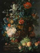 Jan van Huijsum Still Life with Flowers and Fruit oil on canvas